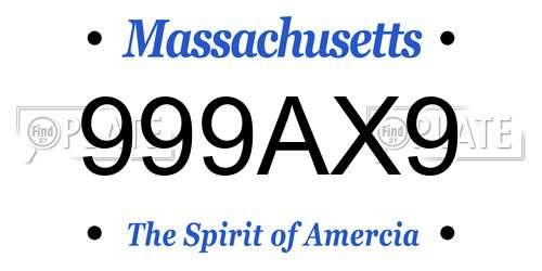 999AX9 Massachusetts License Plate