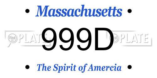 999D Massachusetts License Plate