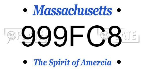 999FC8 Massachusetts License Plate