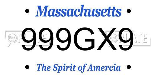 999GX9 Massachusetts License Plate