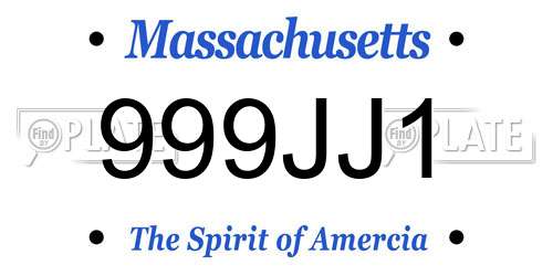 999JJ1 Massachusetts License Plate