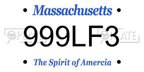 999LF3 Massachusetts License Plate