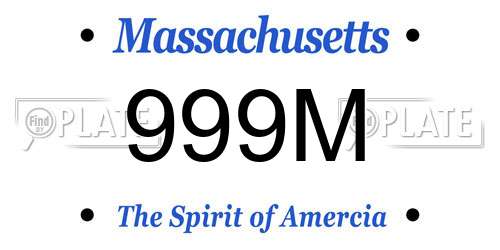 999M Massachusetts License Plate
