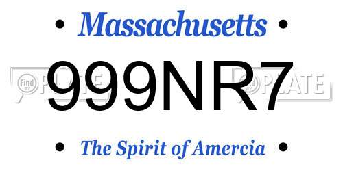 999NR7 Massachusetts License Plate
