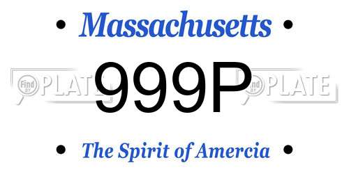 999P Massachusetts License Plate