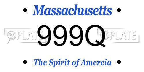 999Q Massachusetts License Plate