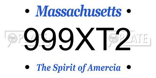999XT2 Massachusetts License Plate