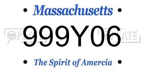 999Y06 Massachusetts License Plate