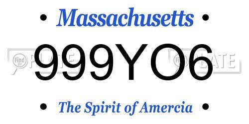 999YO6 Massachusetts License Plate