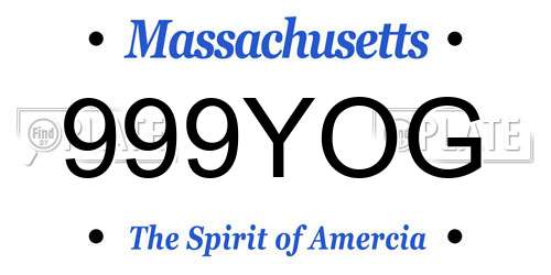 999YOG Massachusetts License Plate
