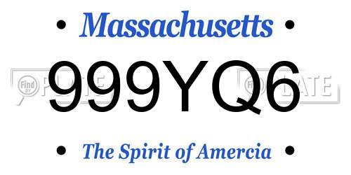 999YQ6 Massachusetts License Plate