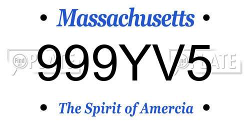 999YV5 Massachusetts License Plate
