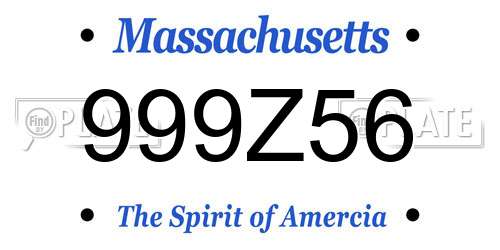 999Z56 Massachusetts License Plate