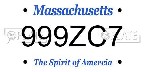 999ZC7 Massachusetts License Plate