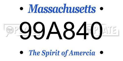99A840 Massachusetts License Plate