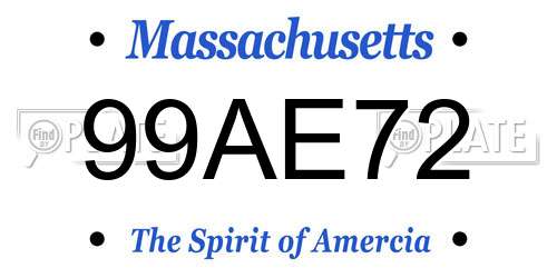 99AE72 Massachusetts License Plate