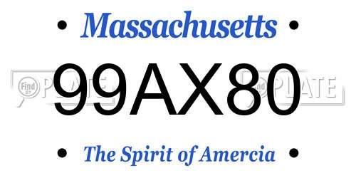 99AX80 Massachusetts License Plate