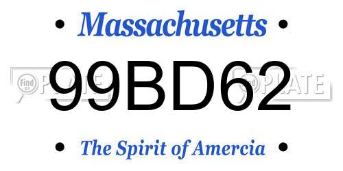 99BD62 Massachusetts License Plate