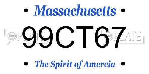 99CT67 Massachusetts License Plate