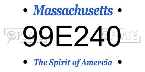 99E240 Massachusetts License Plate