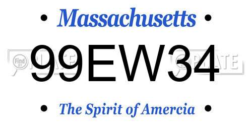99EW34 Massachusetts License Plate
