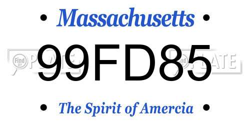 99FD85 Massachusetts License Plate