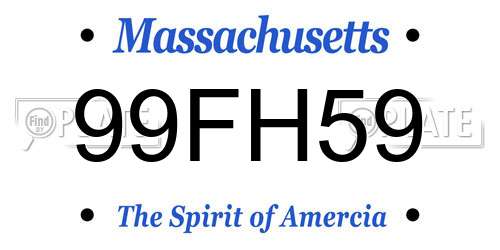 99FH59 Massachusetts License Plate