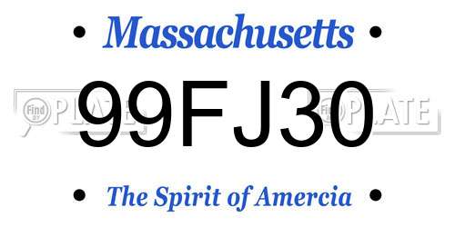 99FJ30 Massachusetts License Plate