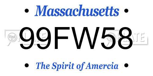99FW58 Massachusetts License Plate