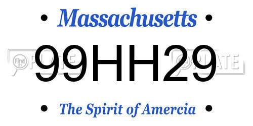 99HH29 Massachusetts License Plate