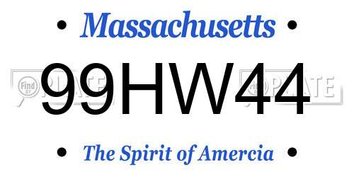 99HW44 Massachusetts License Plate