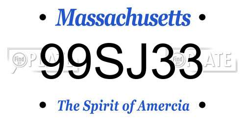 99SJ33 Massachusetts License Plate