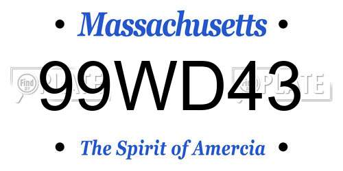 99WD43 Massachusetts License Plate