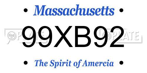 99XB92 Massachusetts License Plate