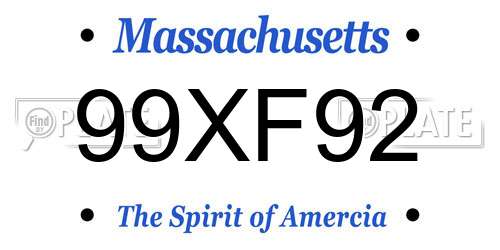 99XF92 Massachusetts License Plate