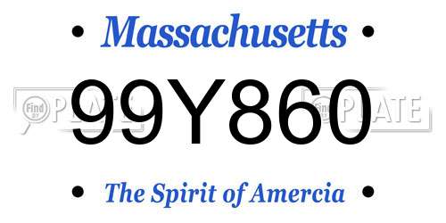 99Y860 Massachusetts License Plate