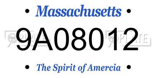 9A08012 Massachusetts License Plate