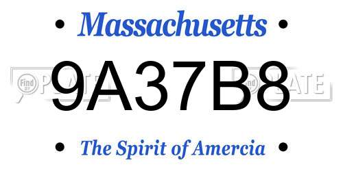9A37B8 Massachusetts License Plate