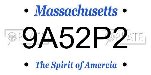 9A52P2 Massachusetts License Plate