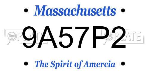 9A57P2 Massachusetts License Plate