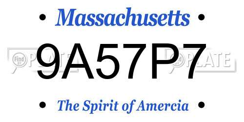 9A57P7 Massachusetts License Plate