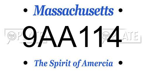 9AA114 Massachusetts License Plate