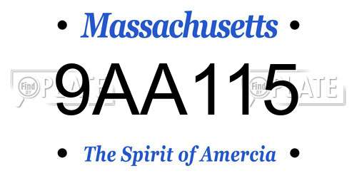 9AA115 Massachusetts License Plate