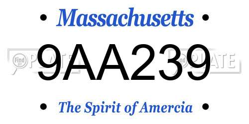 9AA239 Massachusetts License Plate