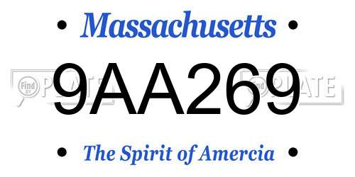 9AA269 Massachusetts License Plate
