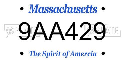 9AA429 Massachusetts License Plate