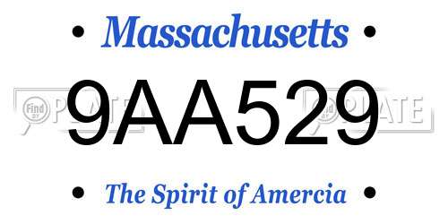 9AA529 Massachusetts License Plate