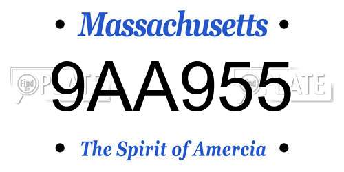 9AA955 Massachusetts License Plate