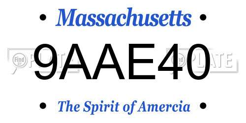 9AAE40 Massachusetts License Plate