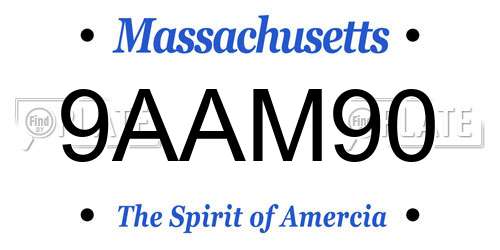 9AAM90 Massachusetts License Plate